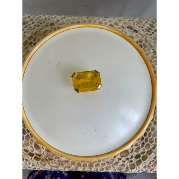 Vintage 1960s Avon Empty Powder Box Topaz Jewel Top Vanity Decor - Picture 4 of 10